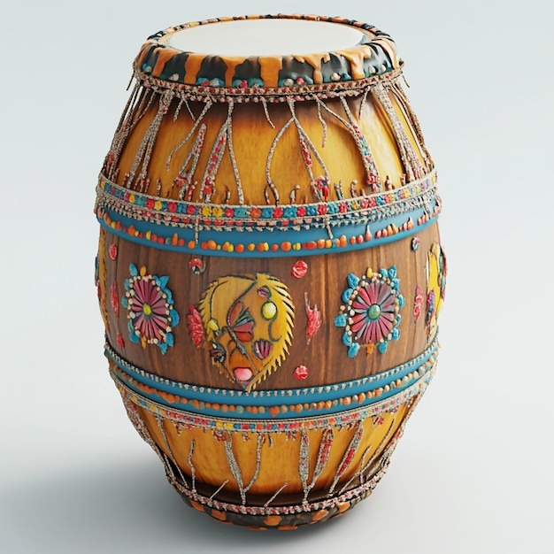 3d indian drum icon traditional