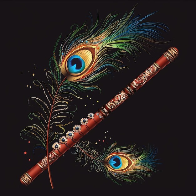 lord krishna flute peacock feath